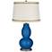 Hyper Blue Double Gourd Table Lamp with Rhinestone Lace Trim