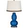 Hyper Blue Double Gourd Table Lamp with Wave Braid Trim