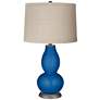 Hyper Blue Linen Drum Shade Double Gourd Table Lamp