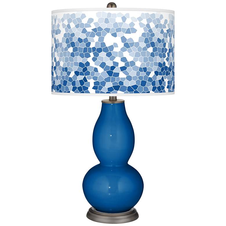 Image 1 Hyper Blue Mosaic Giclee Double Gourd Table Lamp