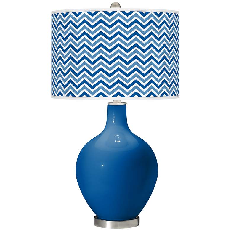 Image 1 Hyper Blue Narrow Zig Zag Ovo Table Lamp