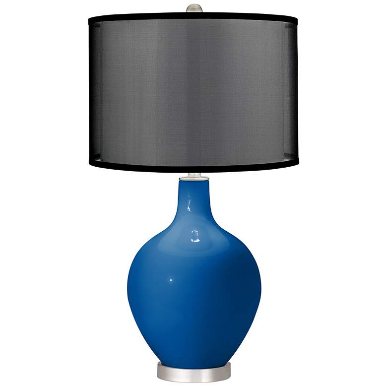 Image 1 Hyper Blue Ovo Table Lamp with Organza Black Shade