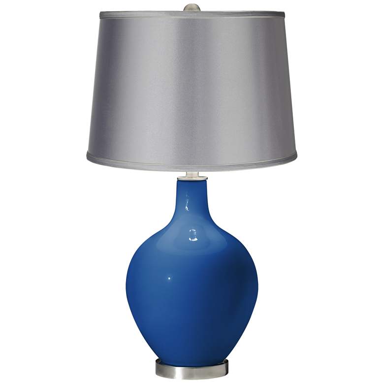 Image 1 Hyper Blue - Satin Light Gray Shade Ovo Table Lamp
