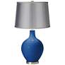 Hyper Blue - Satin Light Gray Shade Ovo Table Lamp