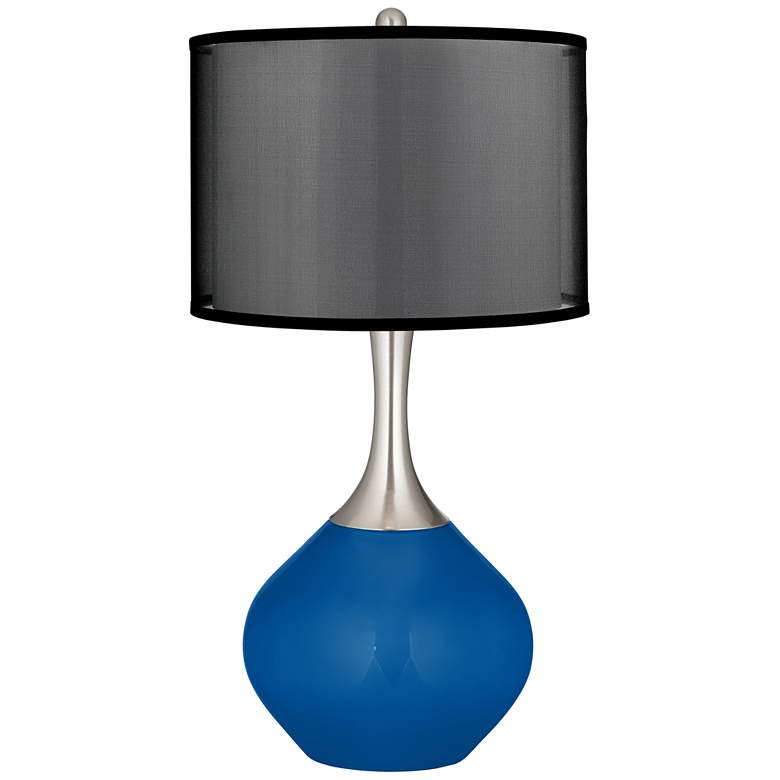 Image 1 Hyper Blue Spencer Table Lamp with Organza Black Shade