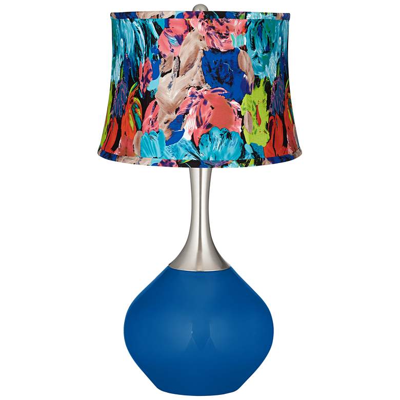 Image 1 Hyper Blue Technicolor Floral Shade Spencer Table Lamp