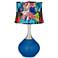 Hyper Blue Technicolor Floral Shade Spencer Table Lamp