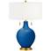 Hyper Blue Toby Brass Accents Table Lamp with Dimmer