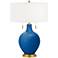 Hyper Blue Toby Brass Accents Table Lamp