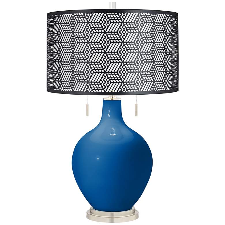 Image 1 Hyper Blue Toby Table Lamp With Black Metal Shade