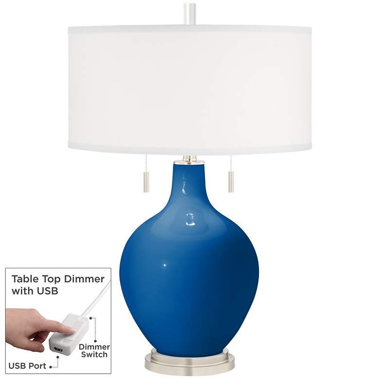 Image 1 Hyper Blue Toby Table Lamp with Dimmer