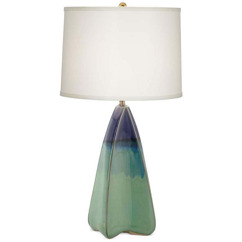 Image 1 Hypnotic Green Glaze Ceramic Pyramid Table Lamp