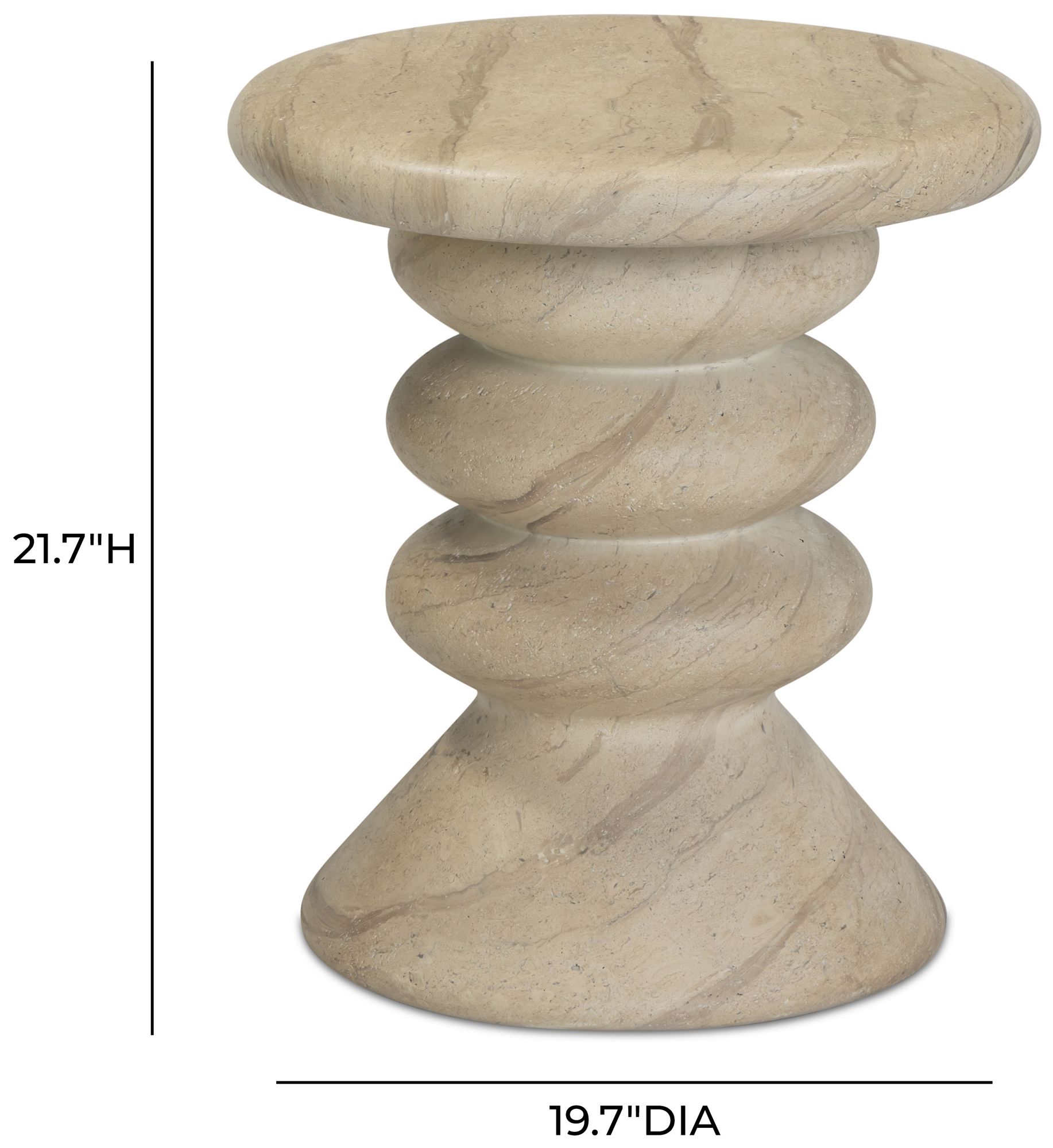Image 3 Hyre Faux Travertine Indoor/Outdoor Concrete Side Table more views