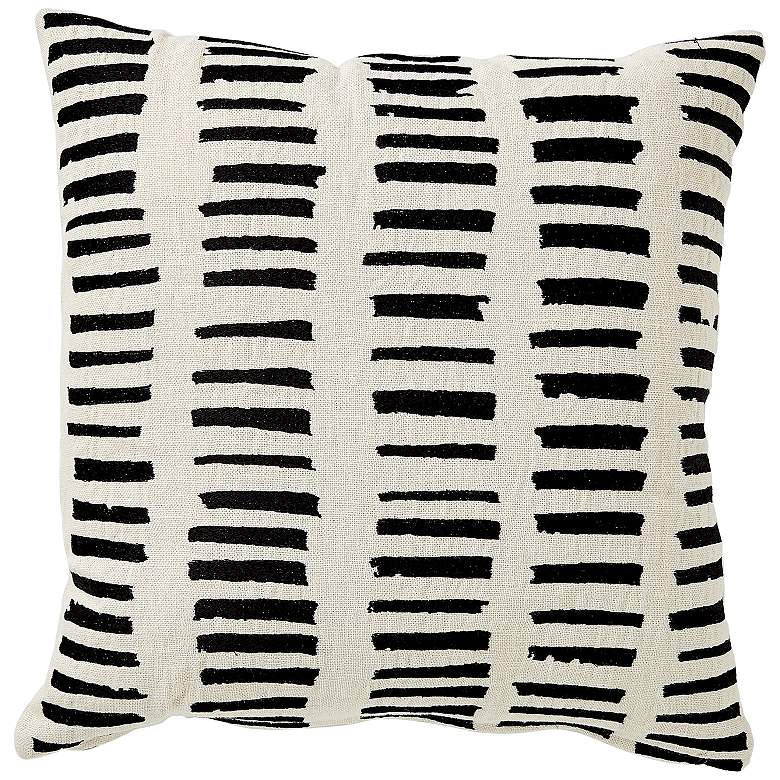 Image 2 I See You Hear Beige Black Striped 18" Square Throw Pillow