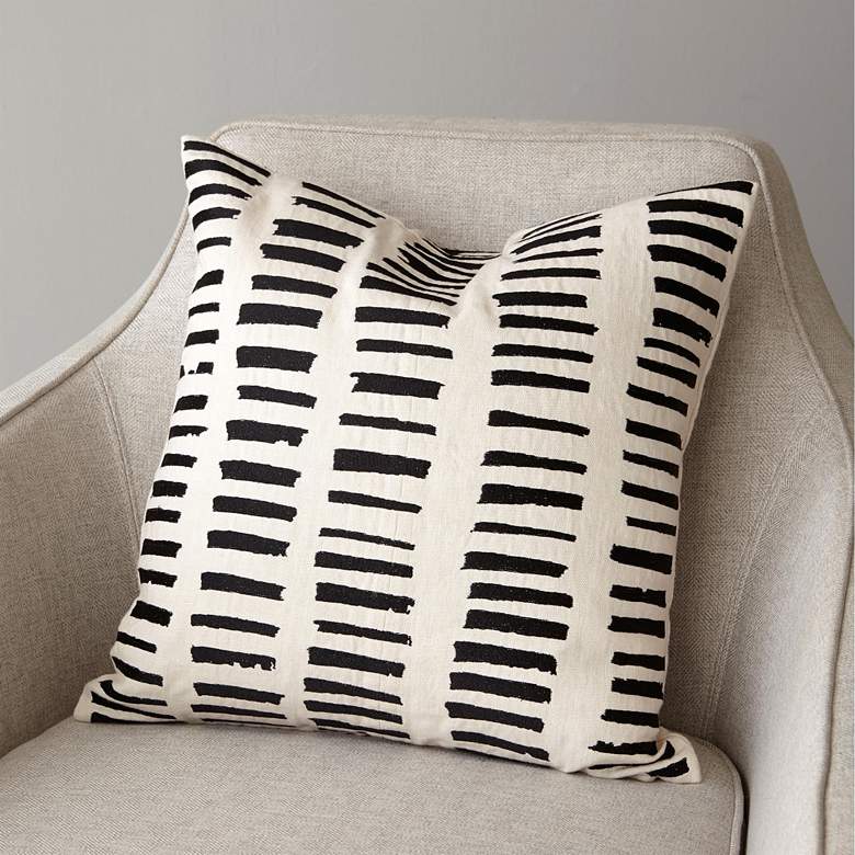 Image 1 I See You Hear Beige Black Striped 18" Square Throw Pillow