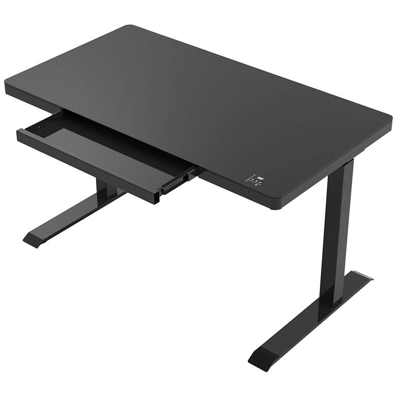 Image 2 Ian 47 1/4"W Black Adjustable Sit/Stand Desk with USB Port