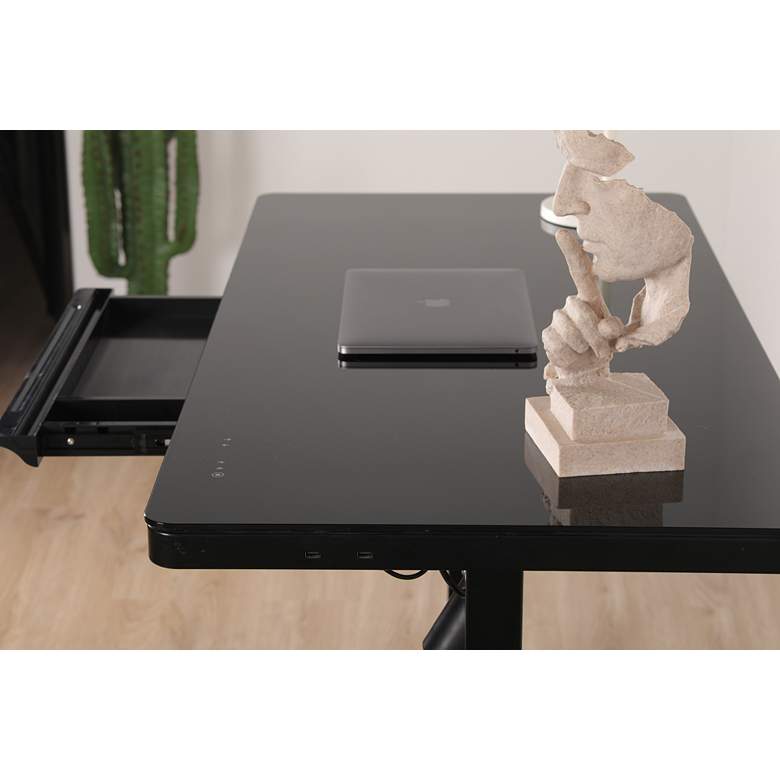 Image 5 Ian 47 1/4 inchW Black Adjustable Sit/Stand Desk with USB Port more views