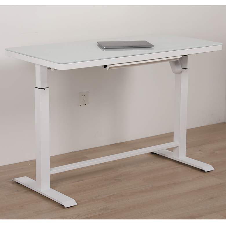 Image 1 Ian 47 1/4 inchW White Adjustable Sit/Stand Desk with USB Port