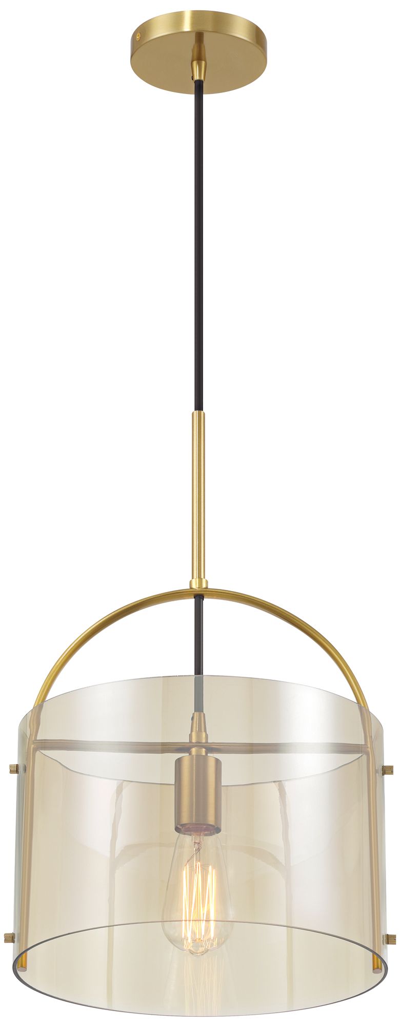 Image 6 Ibarra 11 3/4" Wide Soft Gold and Cognac Glass Mini Pendant more views