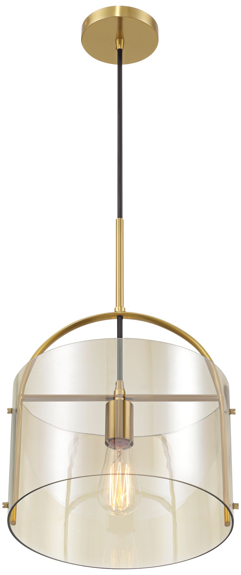 Watch A Video About the Collin Soft Gold and Cognac Glass Mini Pendant