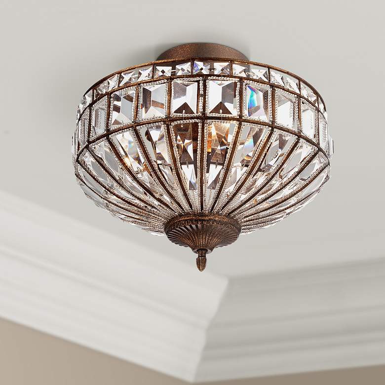 Image 1 Ibeza 15" Wide Crystal Mocha 3-Light Ceiling Light