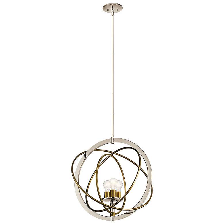 Ibis 22 1/2&quot; Wide Polished Nickel and Brass 3-Light Pendant