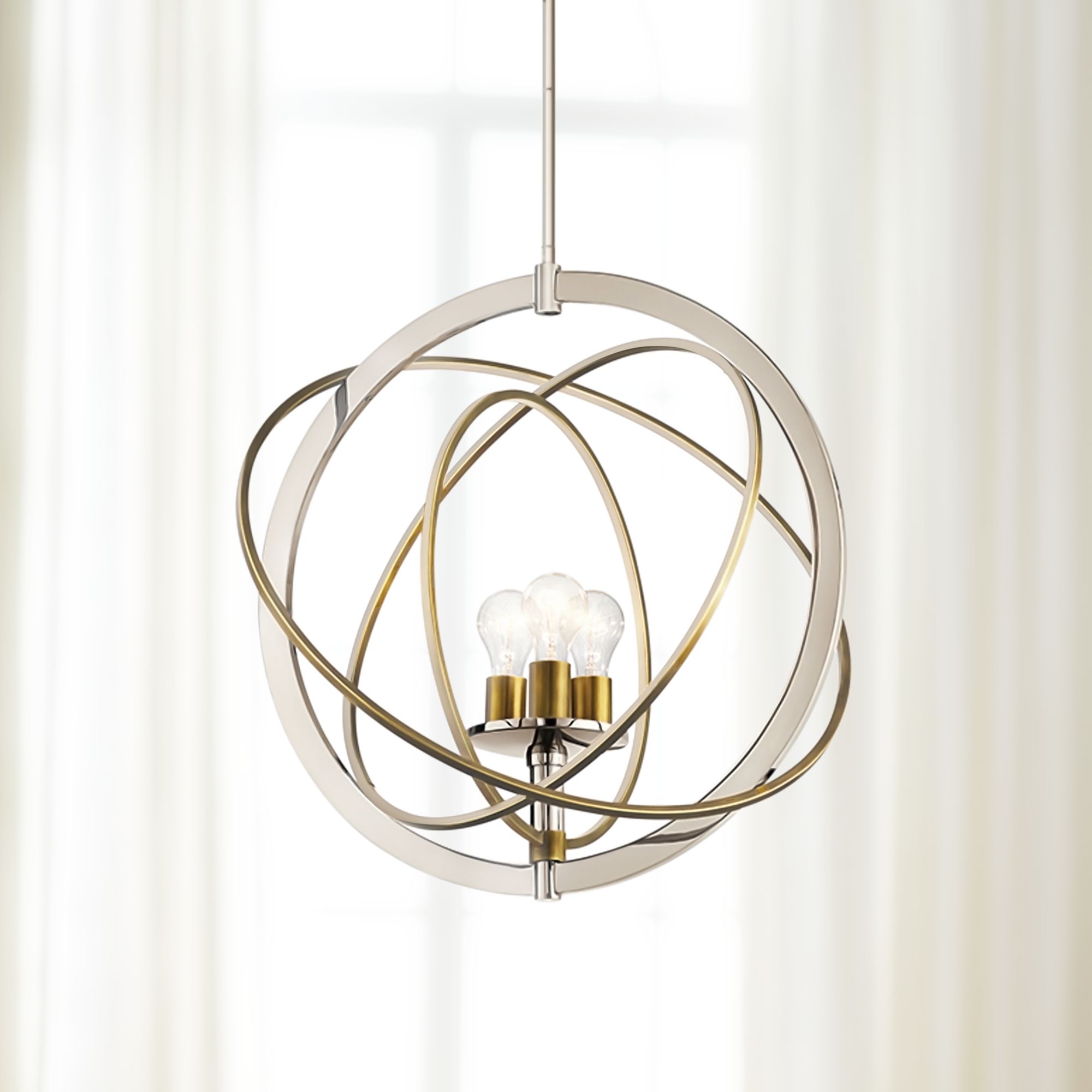 brass and silver pendant light