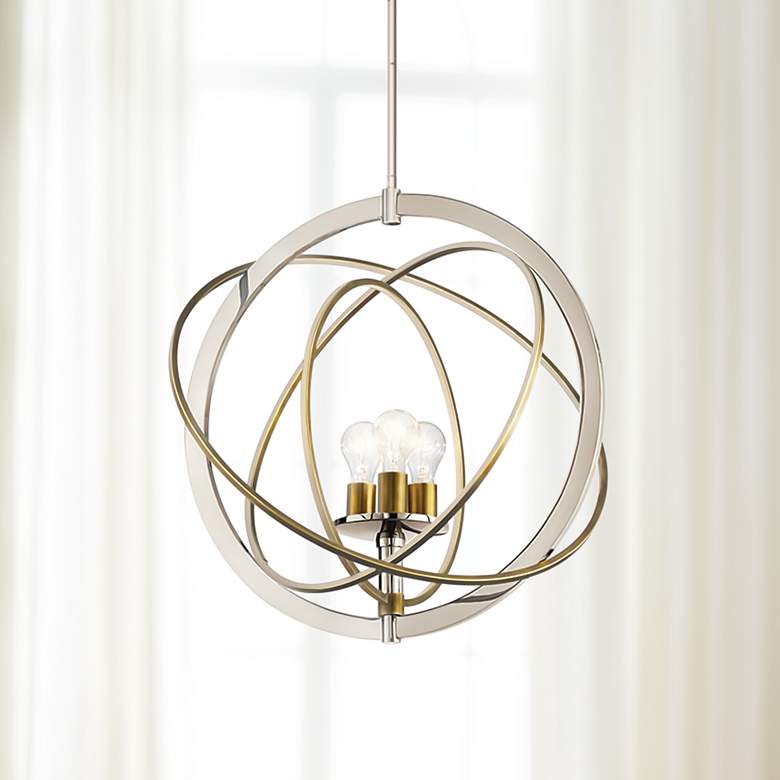 Ibis 22 1/2&quot; Wide Polished Nickel and Brass 3-Light Pendant