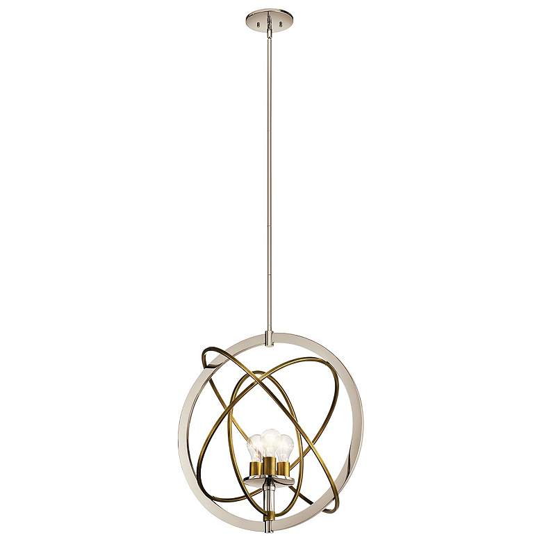 Ibis 22 1/2&quot; Wide Polished Nickel and Brass 3-Light Pendant more views