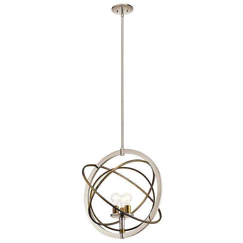 Ibis 22 1/2&quot; Wide Polished Nickel and Brass 3-Light Pendant more views