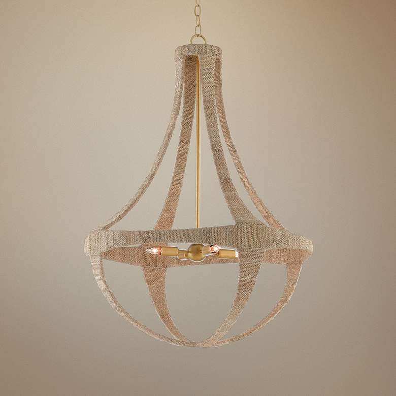 Image 1 Ibiza 28 inch Wide Natural Abaca Rope 4-Light Chandelier