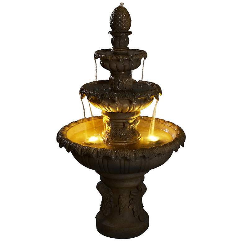 Image 2 Ibiza 45" High 3-Tier Sandstone Floor Fountain more views