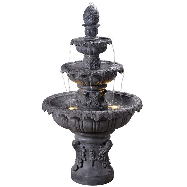 Image 1 Ibiza 45" High 3-Tier Zinc Floor Fountain
