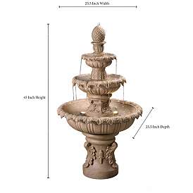 Image3 of Ibiza 46" High 3-Tiered Sandstone Garden Fountain with Light more views