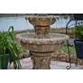Ibiza 46" High 3-Tiered Sandstone Garden Fountain with Light