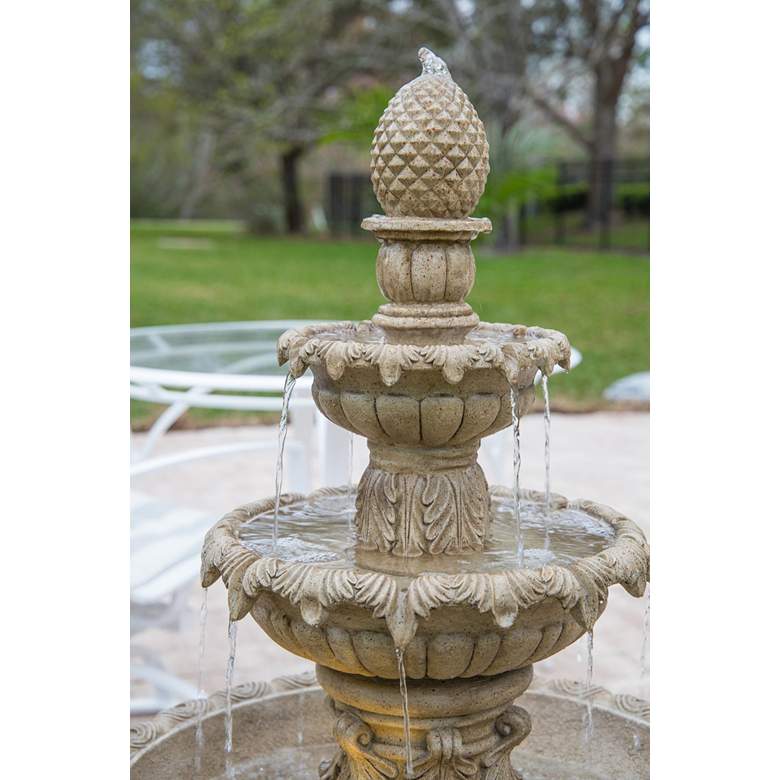Image 7 Ibiza 46" High 3-Tiered Sandstone Garden Fountain with Light more views