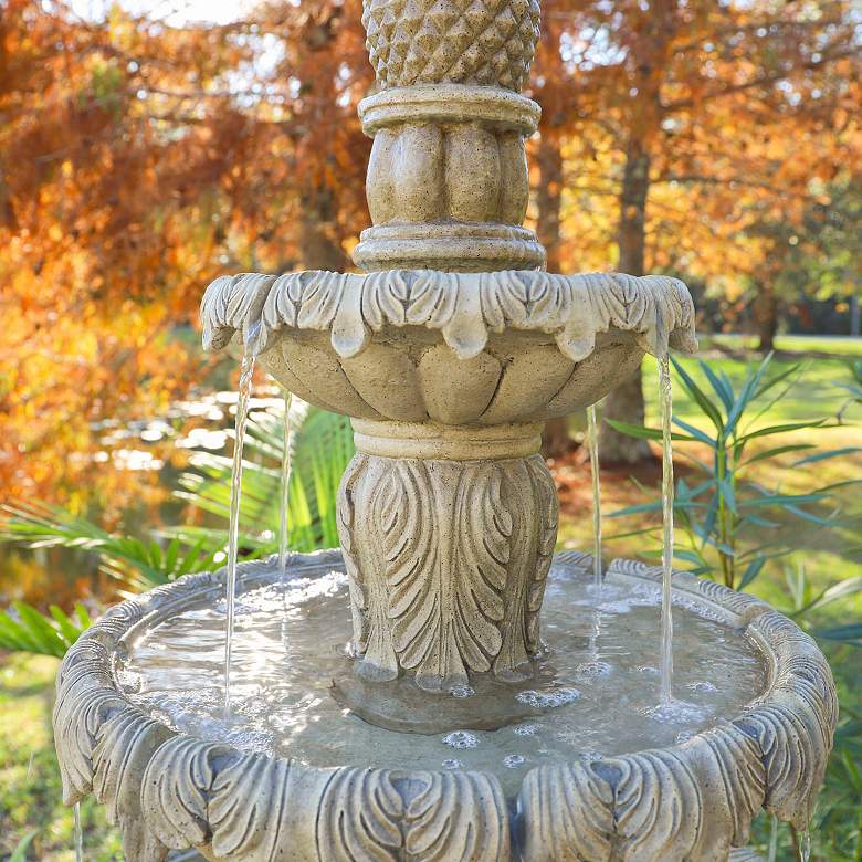 Image 6 Ibiza 62 inch High Sandstone 3-Tier LED Outdoor Floor Fountain more views