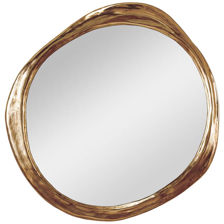 Image 1 Ibiza Antique Gold 30 1/4 inch x 31 1/2 inch Round Wall Mirror