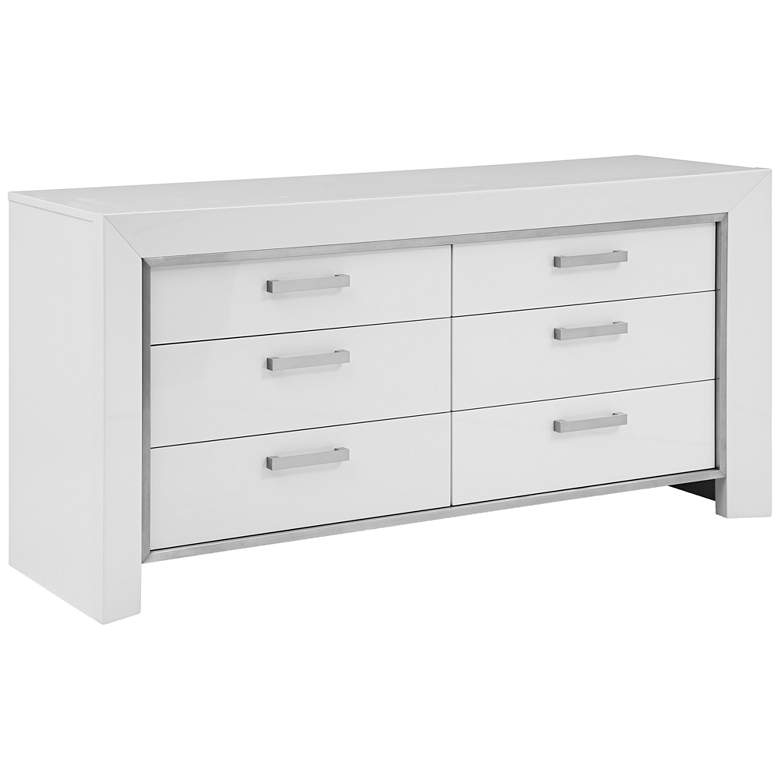 Image 1 Ibiza High Gloss White Wood 6-Drawer Dresser