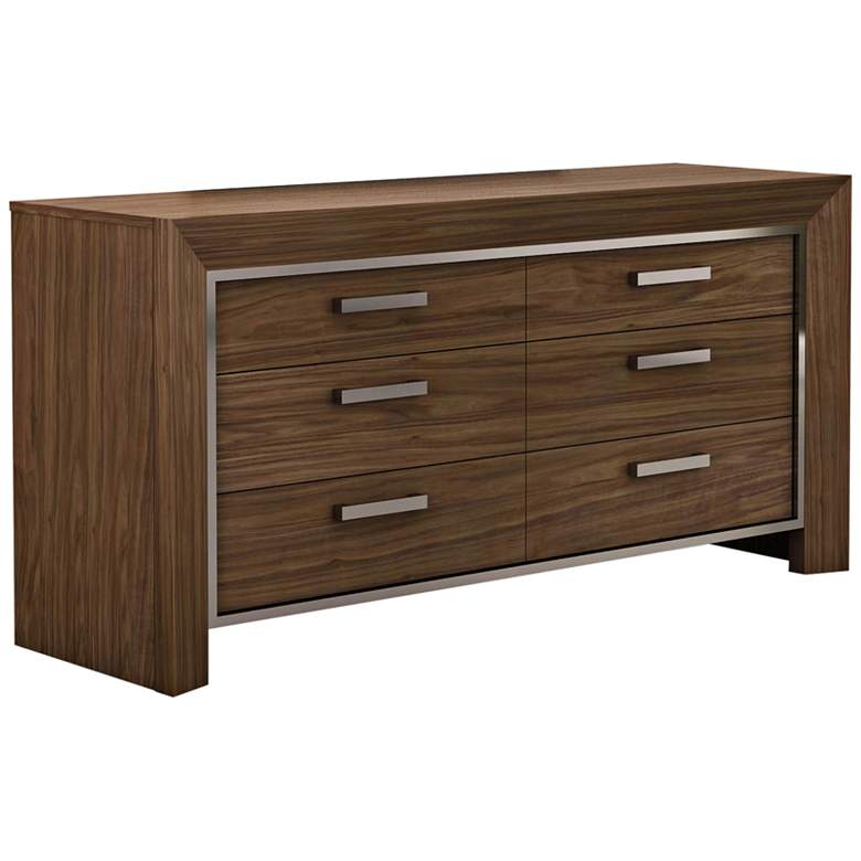 Image 1 Ibiza Natural Walnut Wood 6-Drawer Dresser