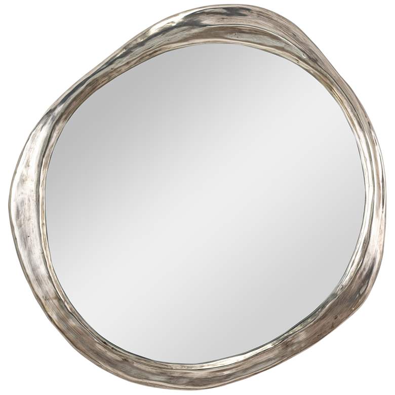 Ibiza Silver 30 1/4&quot; x 31 1/2&quot; Round Wall Mirror