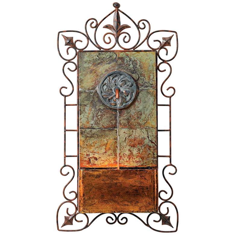 Image 2 Ibizi 33 inch High Iron Scroll Rustic Traditional Wall Fountain