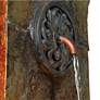 Ibizi Faux Slate and Iron Leaf Medallion Wall Fountain