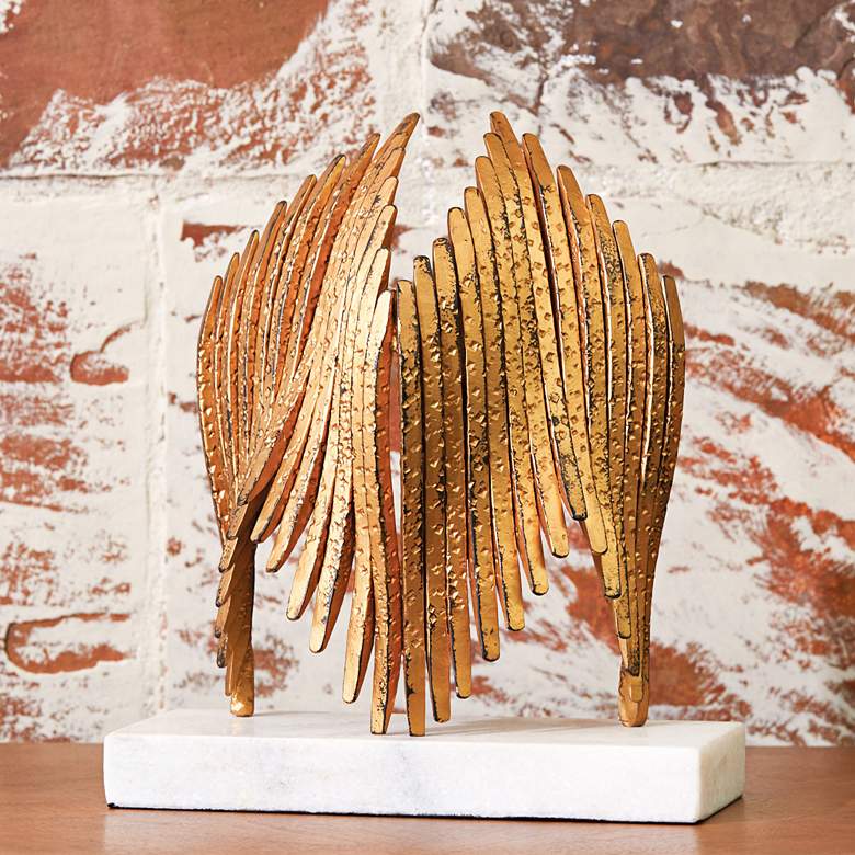 Image 1 Icarus 12 3/4" High Antique Gold Leaf Tabletop Sculpture