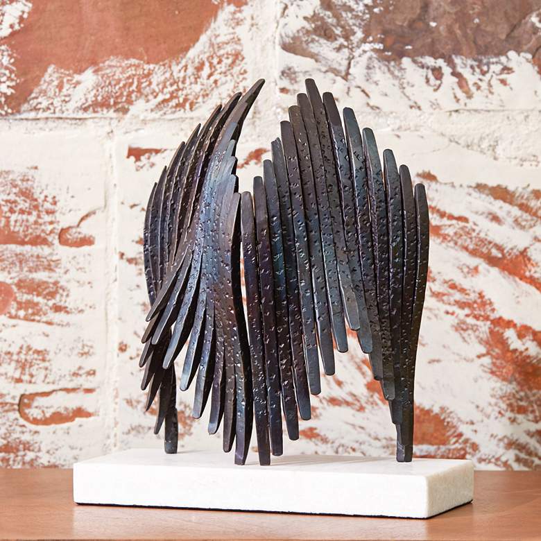 Image 1 Icarus 12 3/4" High Torched Iron Tabletop Sculpture