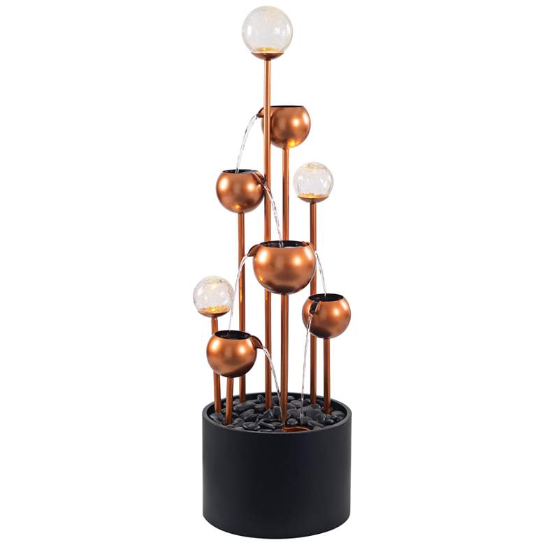Image 1 Icarus 47 1/4"H Copper and Black Cascading Floor Fountain