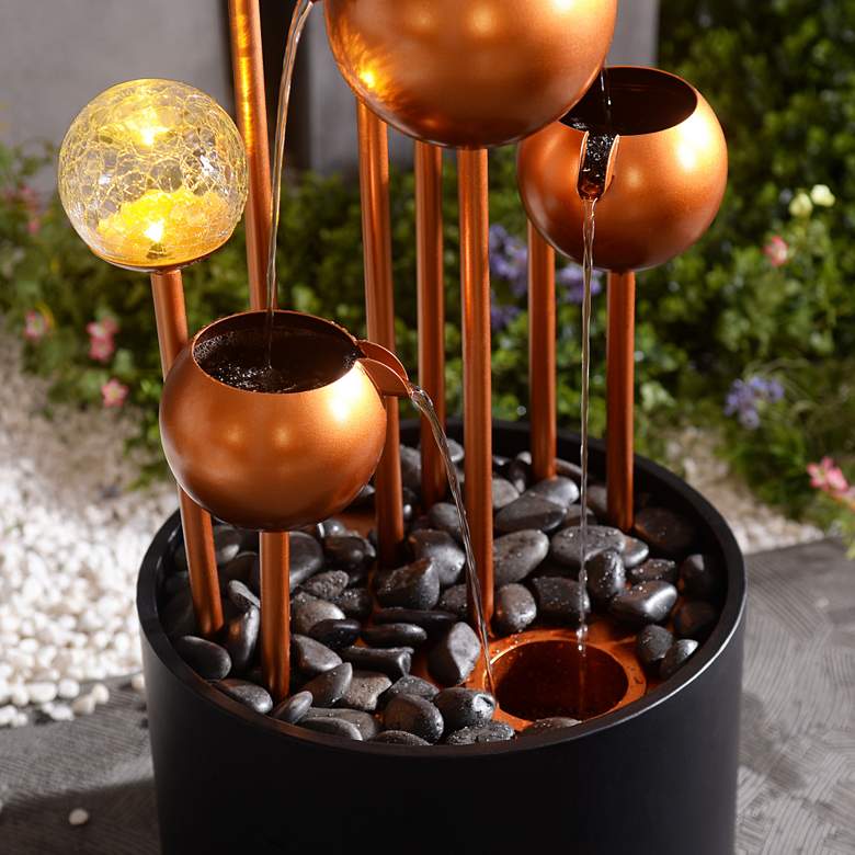Icarus 47 1/4&quot;H Copper and Black Cascading Floor Fountain more views