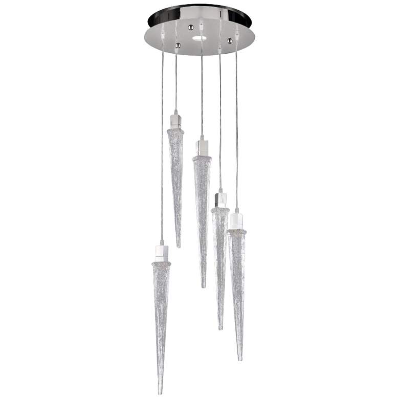 Image 1 Ice 16 inch Wide Natural Ice Crystal LED Multi Light Pendant