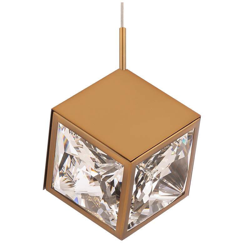 Image 1 ICE Cube 7.88"H x 6.63"W 1-Light Mini-Pendant in Aged Brass