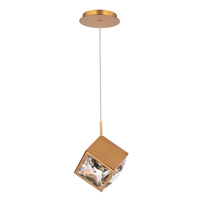 Image 2 ICE Cube 7.88"H x 6.63"W 1-Light Mini-Pendant in Aged Brass more views